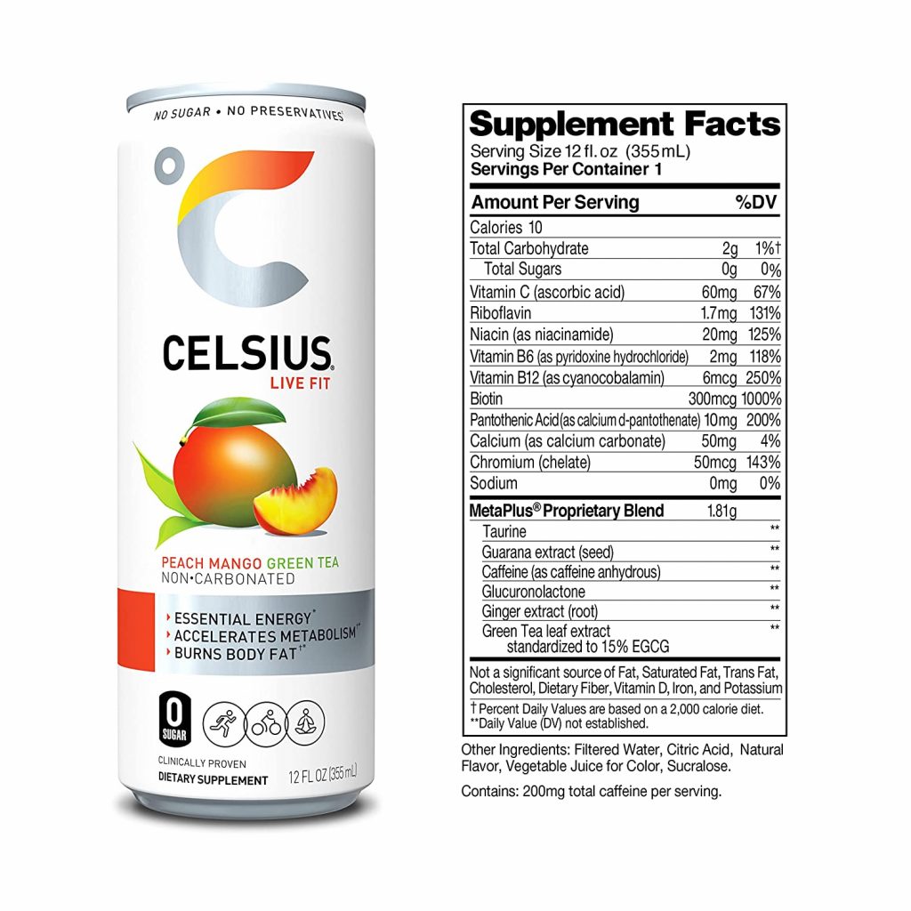 CELSIUS Energy Drink - Supplement Facts